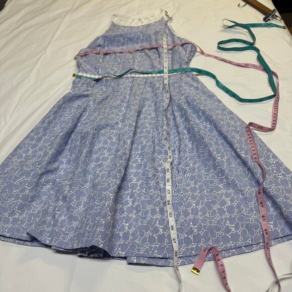 Lilly Pulitzer Tori Dress Size 8 Crew Blue Floral Eyelet NWT - Picture 12 of 15